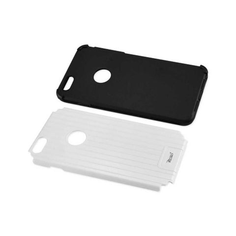 Reiko Iphone 6s Plus/ 6 Plus Rugged Metal Texture Hybrid Case With Ridged Back In Black White