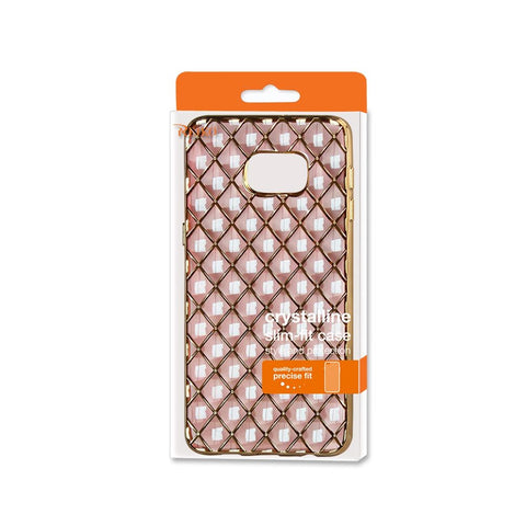 Reiko Samsung Galaxy S6 Edge Plus Flexible 3d Rhombus Pattern Tpu Case With Shiny Frame In Pink