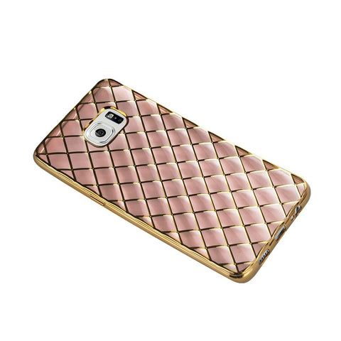 Reiko Samsung Galaxy S6 Edge Plus Flexible 3d Rhombus Pattern Tpu Case With Shiny Frame In Pink