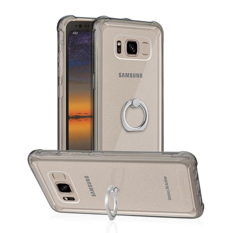 Reiko Samsung Galaxy S8 Active  Transparent Air Cushion Protector Bumper Case With Ring Holder In Clear Black