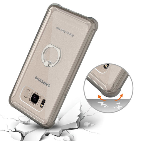 Reiko Samsung Galaxy S8 Active  Transparent Air Cushion Protector Bumper Case With Ring Holder In Clear Black