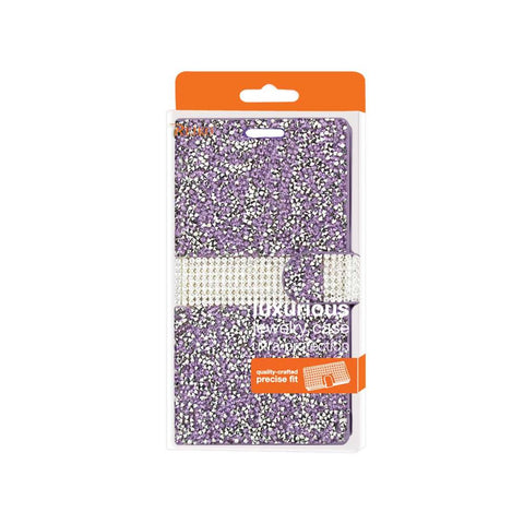 Reiko Lg V10 Diamond Rhinestone Wallet Case In Purple