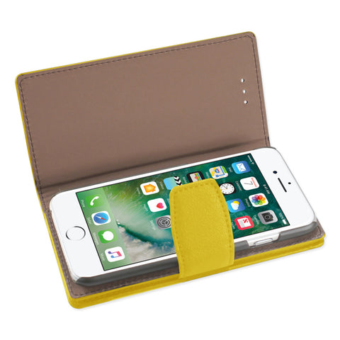 Reiko Iphone 8/ 7 Synthetic Bullhide Leather Wallet Case With Rfid Card Protection In Yellow