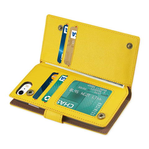 Reiko Iphone 8/ 7 Synthetic Bullhide Leather Wallet Case With Rfid Card Protection In Yellow
