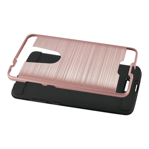 Reiko Coolpad Revvl Plus Hybrid Metal Brushed Texture Case In Rose Gold