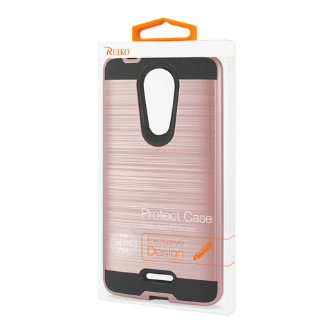 Reiko Coolpad Revvl Plus Hybrid Metal Brushed Texture Case In Rose Gold