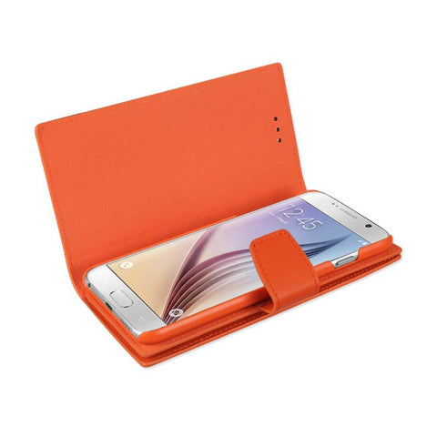 Reiko Samsung Galaxy S6 Genuine Leather Rfid Wallet Case In Tangerine