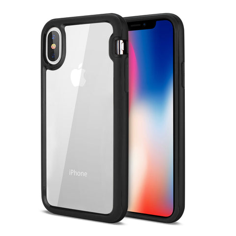 Reiko Iphone X/iphone Xs Hard Transparent Plastic Tpu Case In Clear Black
