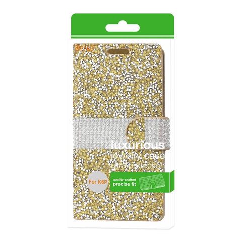 Reiko Lg X Power/ K6 Diamond Rhinestone Wallet Case In Gold