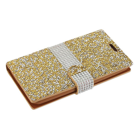 Reiko Lg X Power/ K6 Diamond Rhinestone Wallet Case In Gold