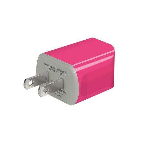 Reiko Iphone 6 1 Amp Portable Travel Adapter Charger With Cable In Hot Pink