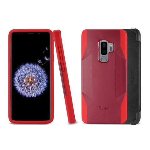 Reiko Samsung Galaxy S9 Plus 3-in-1 Hybrid Heavy Duty Holster Combo Case In Burgundy