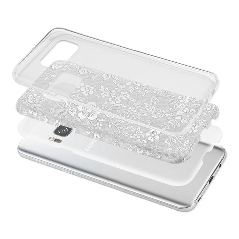 Reiko Samsung Galaxy S8 Edge/ S8 Plus Shine Glitter Shimmer Plum Blossom Hybrid Case In Silver