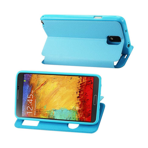 Reiko Samsung Galaxy Note 3 Window Flip Folio Case In Blue