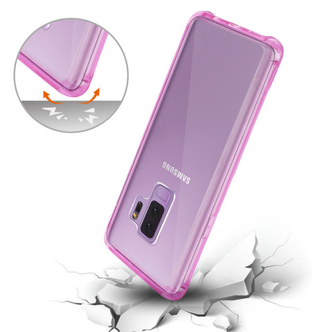 Reiko Samsung Galaxy S9 Plus Clear Bumper Case With Air Cushion Protection In Clear Hot Pink