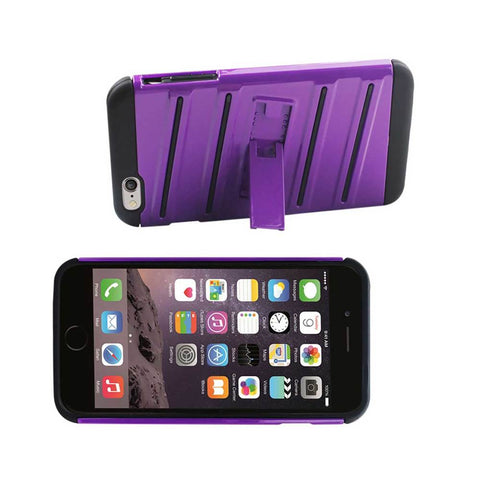 Reiko Iphone 6s Plus/ 6 Plus Hybrid Fishbone Case With Kickstand In Black Purple