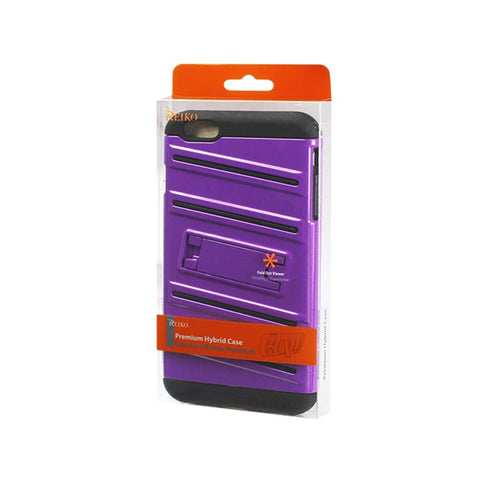 Reiko Iphone 6s Plus/ 6 Plus Hybrid Fishbone Case With Kickstand In Black Purple