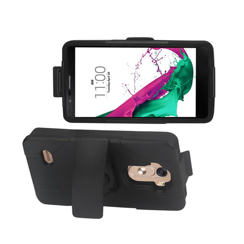 Reiko Lg G4 3-in-1 Hybrid Heavy Duty Holster Combo Case In Black