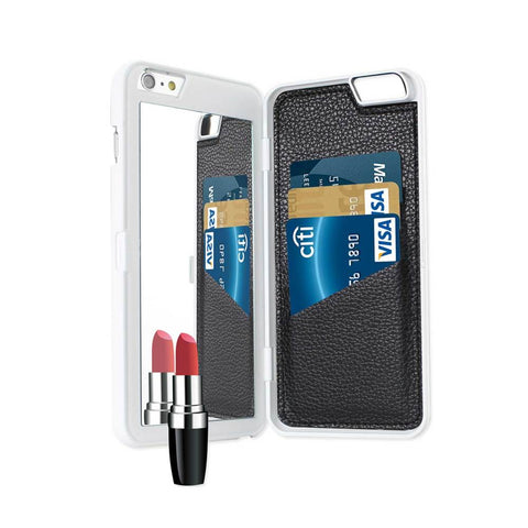 Reiko Iphone 6 Plus/ 6s Plus Hidden Mirror Wallet Case With Kickstand Function In White