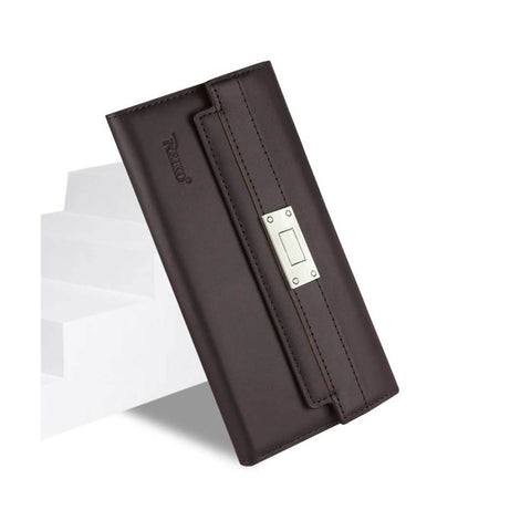 Reiko Iphone 6s Plus Genuine Leather Rfid Wallet Case And Metal Buckle Belt In Umber