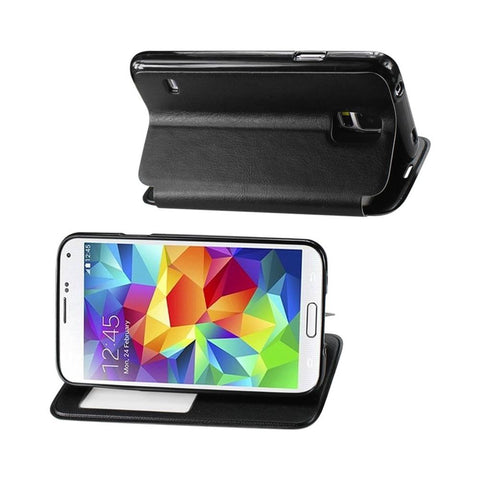 Reiko Samsung Galaxy S5 Smart Window Flip Case In Black