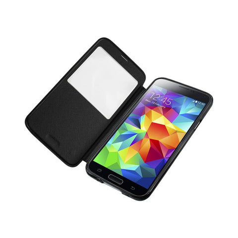 Reiko Samsung Galaxy S5 Smart Window Flip Case In Black