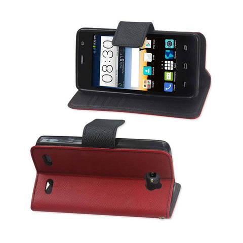 Reiko Zte Sonata 2 3-in-1 Wallet Case In Red