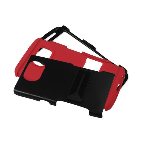 Reiko Samsung Galaxy S6 Hybrid Heavy Duty Grip Case With Lower Kickstand In Red Black