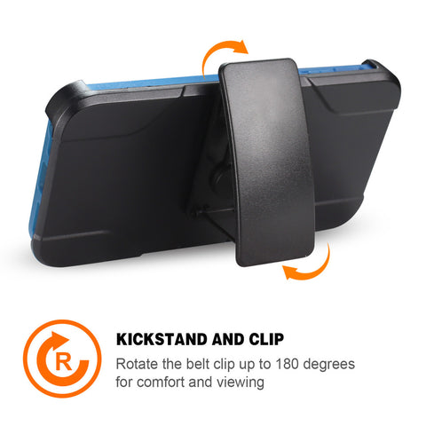 Reiko Iphone 8 3-in-1 Hybrid Heavy Duty Holster Combo Case In Navy