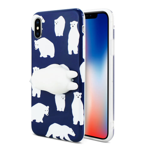 Reiko Iphone X/iphone Xs Tpu Design Case With  3d Soft Silicone Poke Squishy Polar Bear