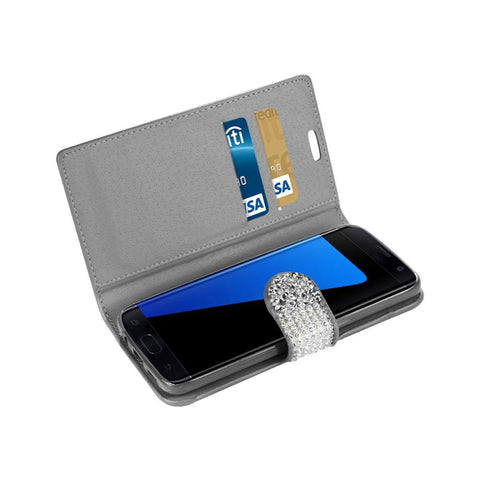 Reiko Samsung Galaxy S7 Edge Diamond Rhinestone Wallet Case In Silver