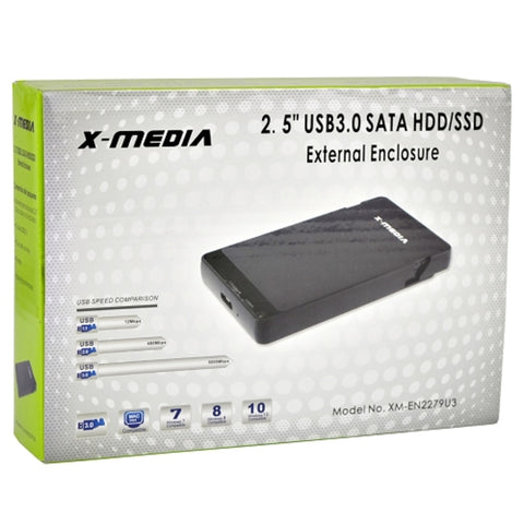 2.5 X-media Xm-en2279u3 Superspeed Usb 3.0 External Sata Hddenclosure (black) - Supports Up To 2tb!