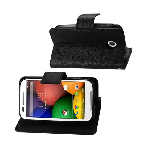 Reiko Motorola Moto E 3-in-1 Wallet Case In Black