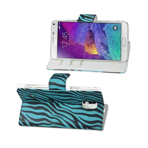 Reiko Samsung Galaxy Note 4 3-in-1 Animal Zebra Print Wallet Case In Blue