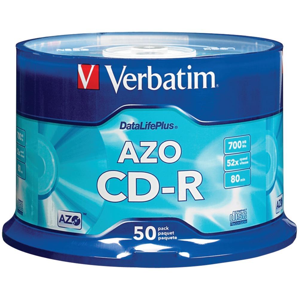 Verbatim 700mb 80-minute 52x Datalifeplus Cd-rs&#44; Branded 50-ct Spindle Vtm94523