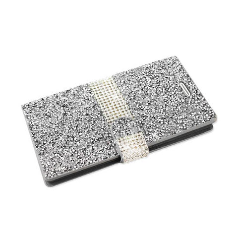 Reiko Lg V10 Diamond Rhinestone Wallet Case In Silver