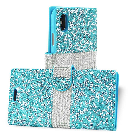 Reiko Iphone X/iphone Xs Diamond Rhinestone Wallet Case In Blue
