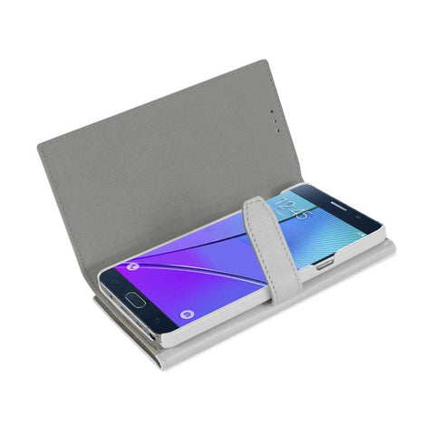 Reiko Samsung Galaxy Note 5 Plus Genuine Leather Rfid Wallet Case In Ivory