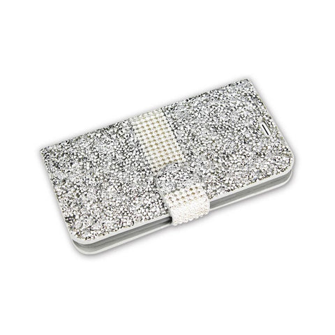 Reiko Iphone 6 Diamond Rhinestone Wallet Case In Silver