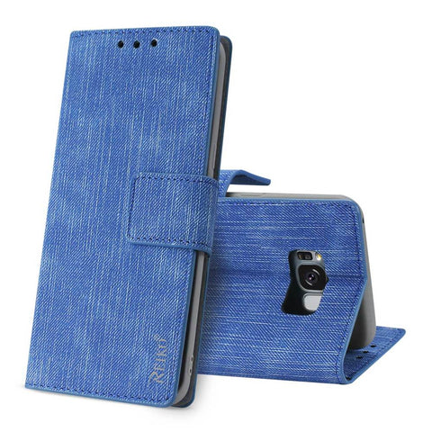 Reiko Samsung Galaxy S8/ Sm Denim Wallet Case With Gummy Inner Shell And Kickstand Function In Navy