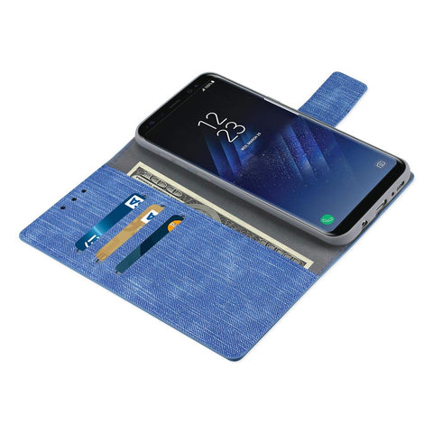 Reiko Samsung Galaxy S8/ Sm Denim Wallet Case With Gummy Inner Shell And Kickstand Function In Navy
