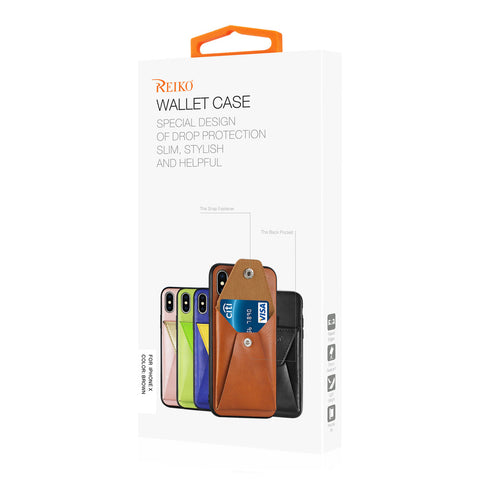 Reiko Iphone X/iphone Xs Durable Leather Protective Case With Back Pocket In Brown