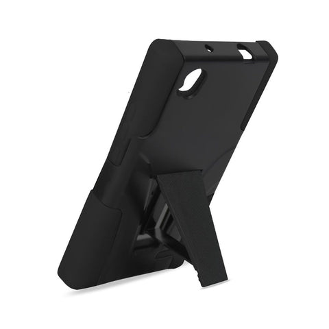 Reiko Zte Warp Elite Hybrid Heavy Duty Case With Kickstand In Black
