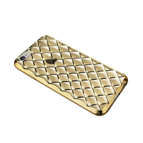 Reiko Iphone 6s Plus Flexible 3d Rhombus Pattern Tpu Case With Shiny Frame In Gold