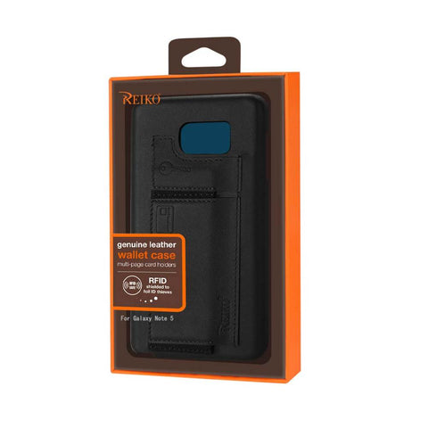 Reiko Samsung Galaxy Note 5 Rfid Genuine Leather Case Protection And Key Holder In Black