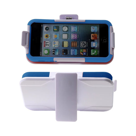 Reiko Iphone Se/ 5s/ 5 3-in-1 Hybrid Heavy Duty Holster Combo Case In White Navy