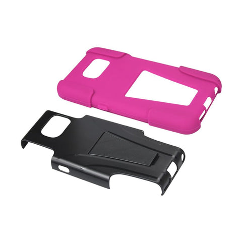 Reiko Samsung Galaxy S6 Hybrid Heavy Duty Case With Kickstand In Hot Pink Black