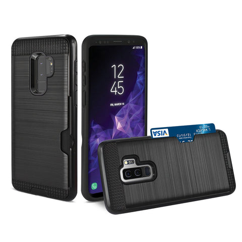 Reiko Samsung Galaxy S9 Plus Slim Armor Hybrid Case With Card Holder In Black