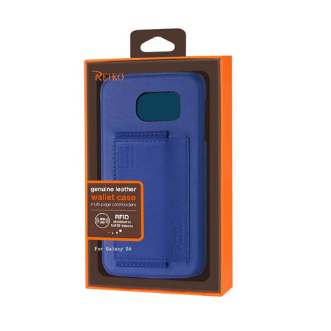 Reiko Samsung Galaxy S6 Rfid Genuine Leather Case Protection And Key Holder In Ultramarine