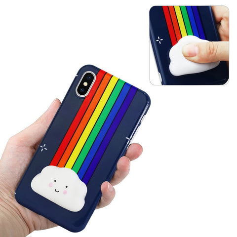 Reiko Iphone X/iphone Xs Tpu Design Case With  3d Soft Silicone Poke Squishy Rainbow Cloud
